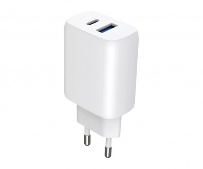 СЗУ Proove Silicone Power 2 30W (Type-C + USB) + Cable Type-C to Type-C (1m) (white)